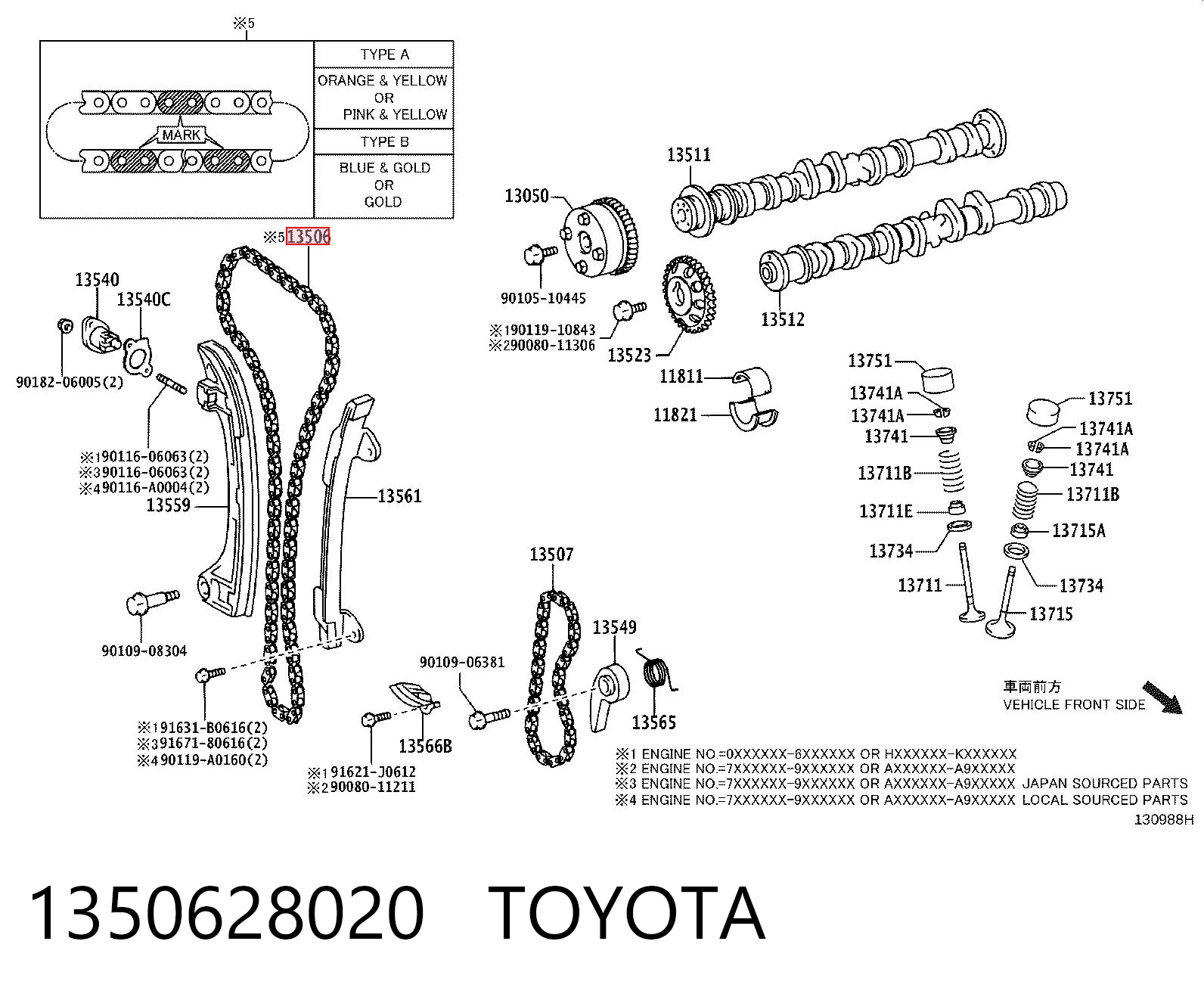 1350628020 Toyota Cadena de motor