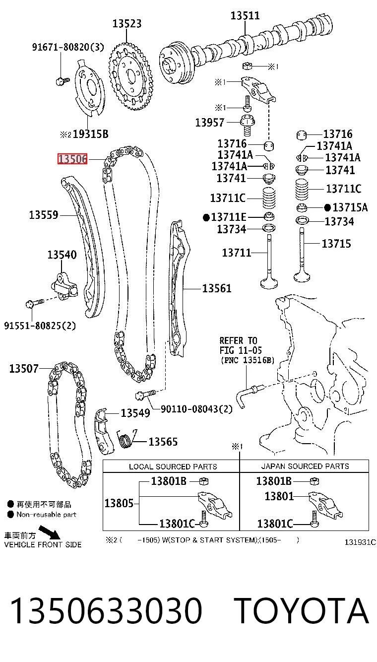 1350633030 Toyota Cadena de motor