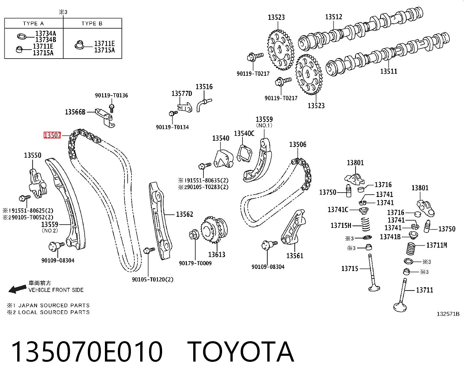 Cadena de motor para Toyota Hilux  GUN12, GUN13