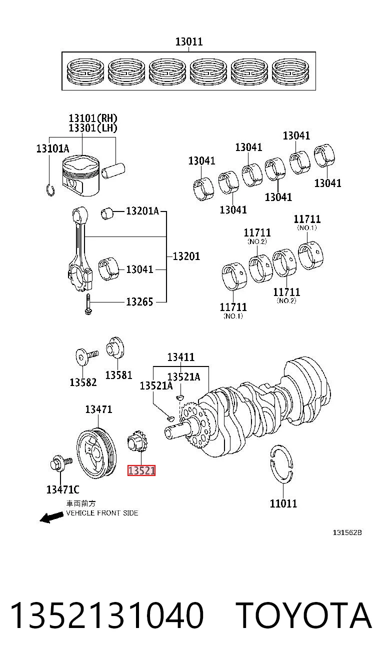 Piñón del cigüeñal para Lexus IS E2