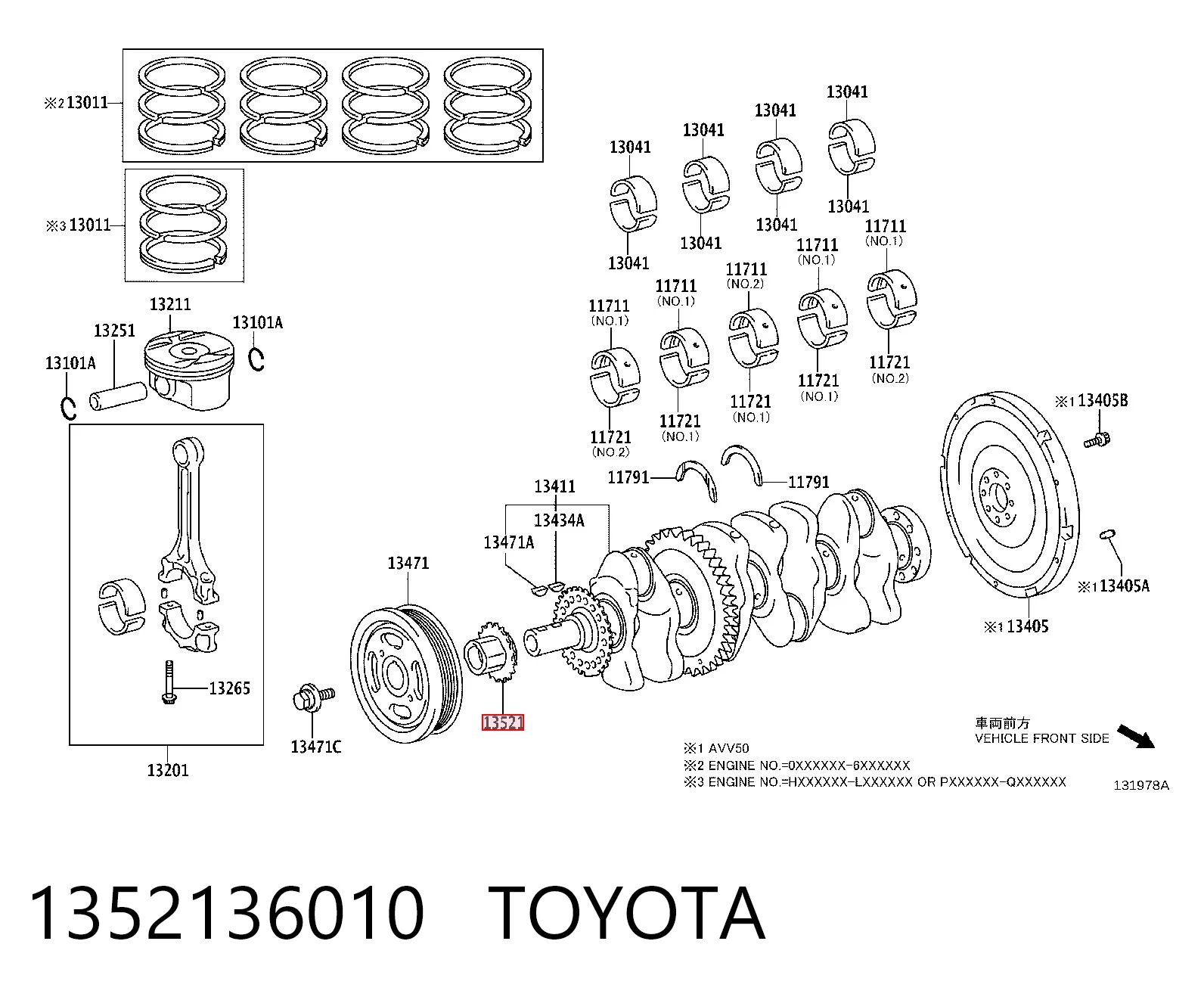 Piñón del cigüeñal para Toyota RAV4 A4