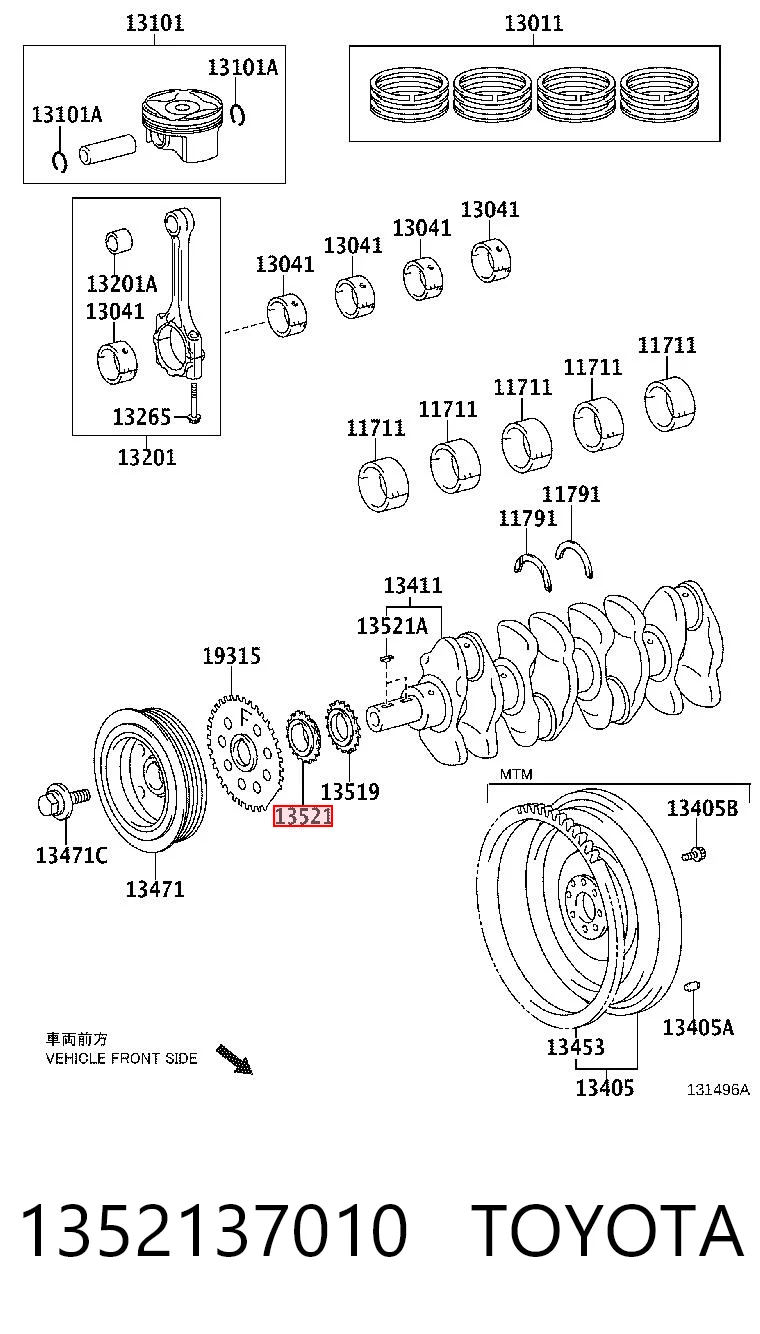 1352137010 Toyota Piñón del cigüeñal 