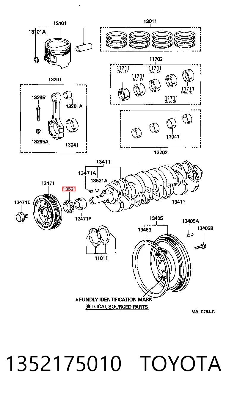 Guía de cadena de distribución para Toyota Hiace IV H1, H2