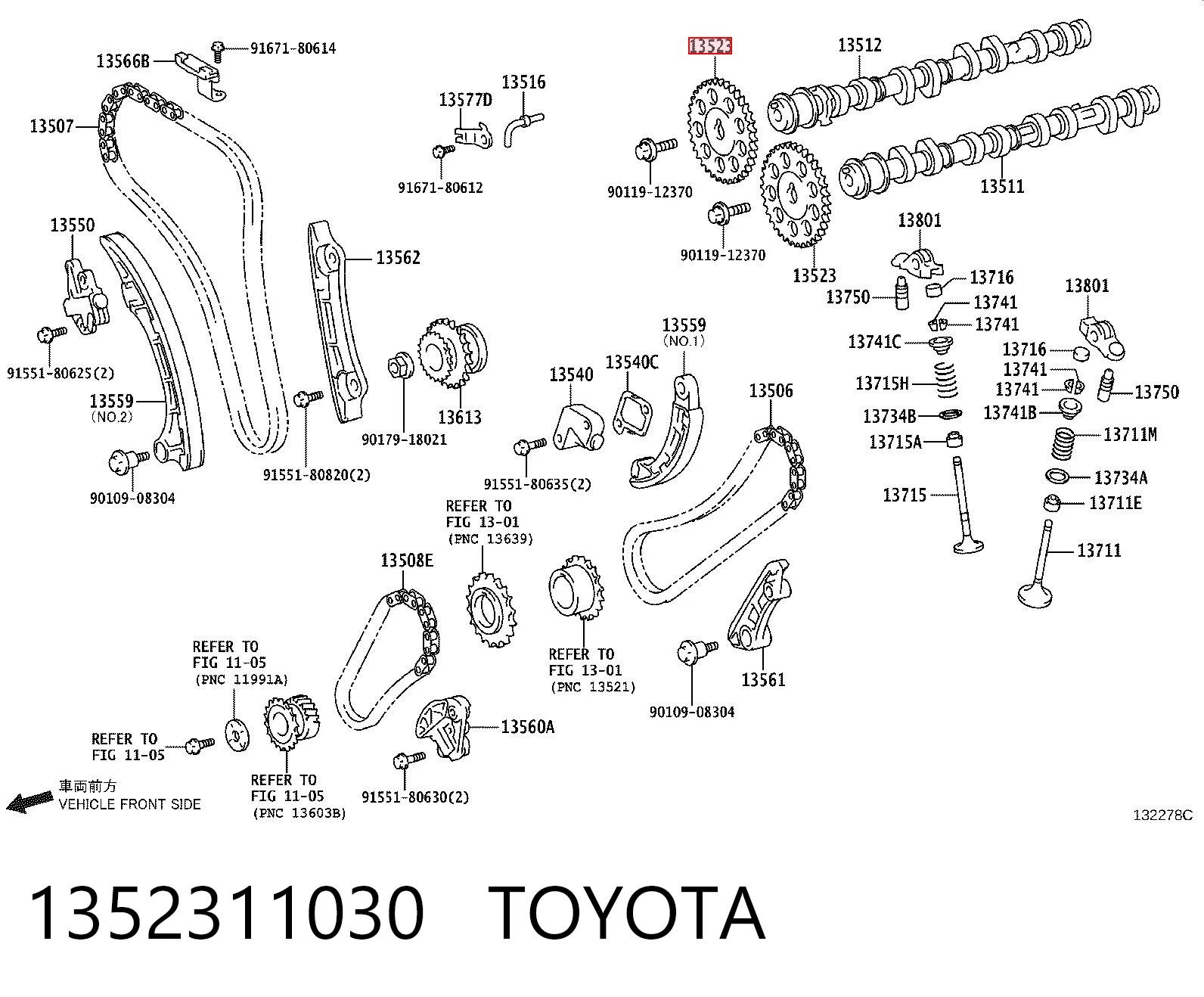 1352311030 Toyota Engranaje árbol de levas