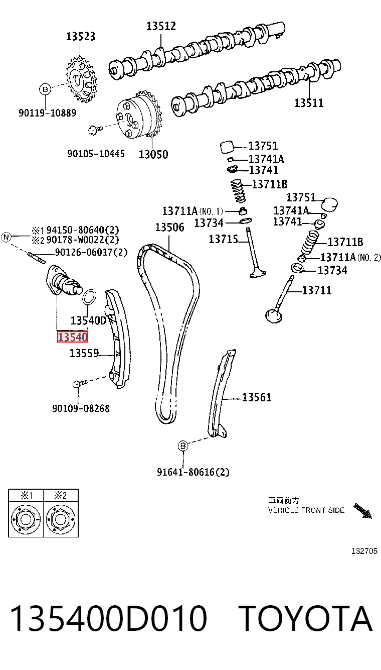 135400D010 Toyota Tensor de cadena de distribución