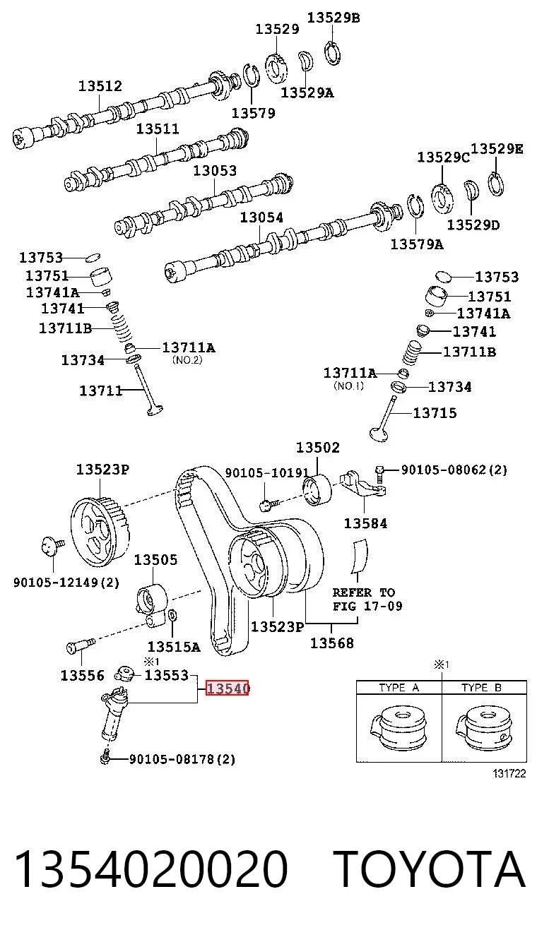 1354020020 Toyota Tensor, correa dentada