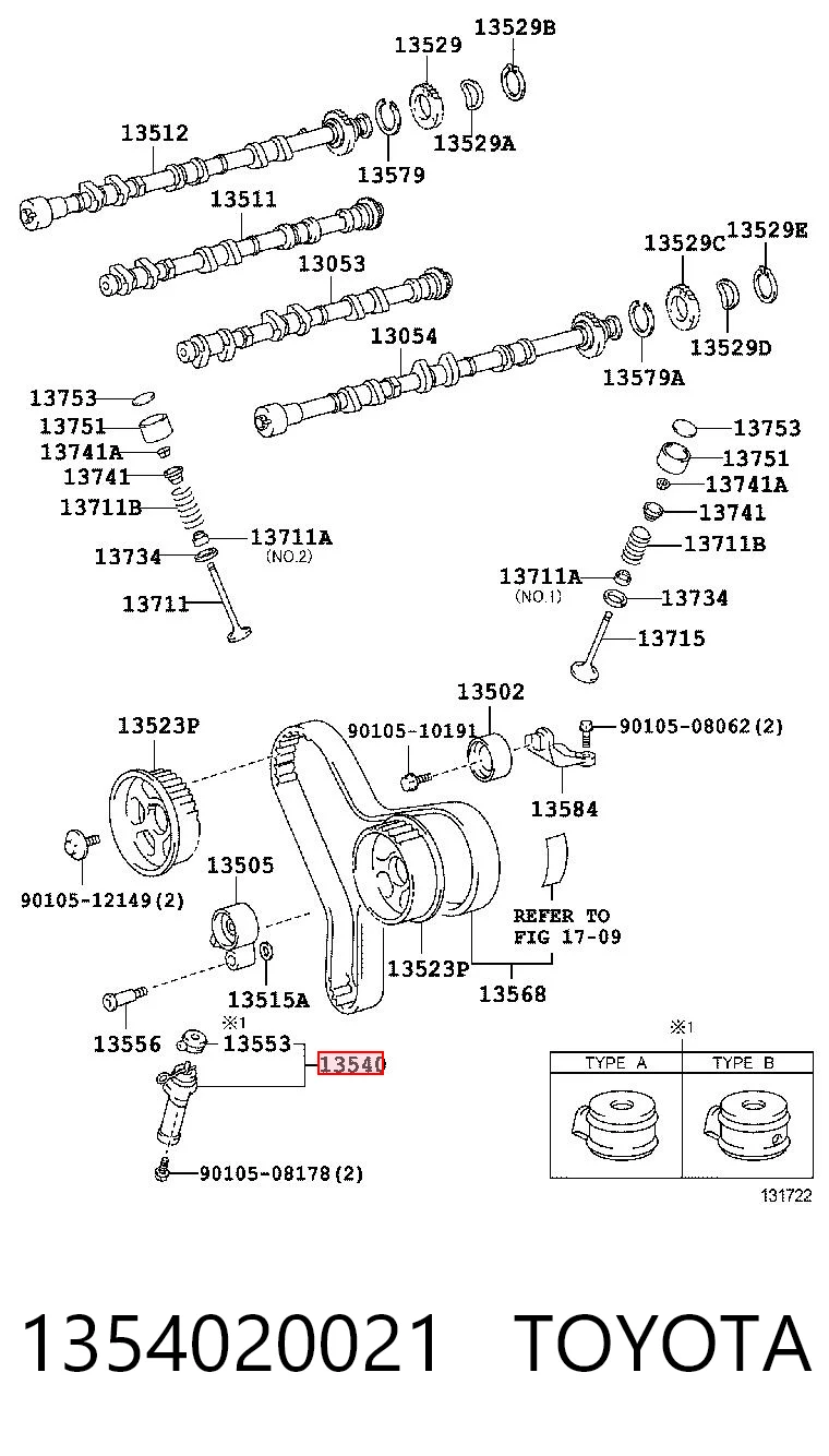 1354020021 Toyota Tensor, correa dentada
