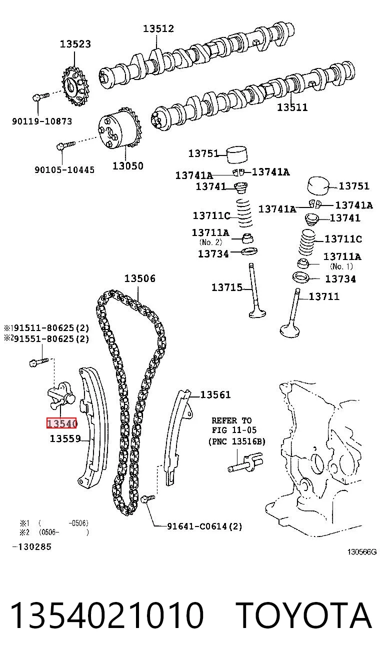 1354021010 Toyota Tensor, correa dentada