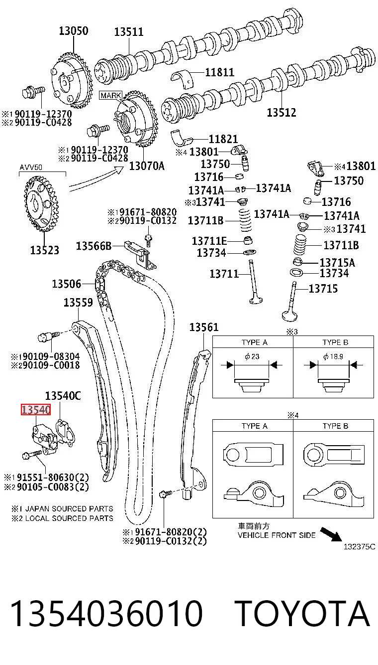 1354036010 Toyota Tensor de cadena de distribución