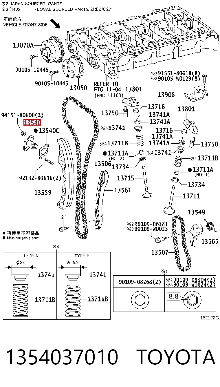 1354037010 Toyota Tensor de cadena de distribución
