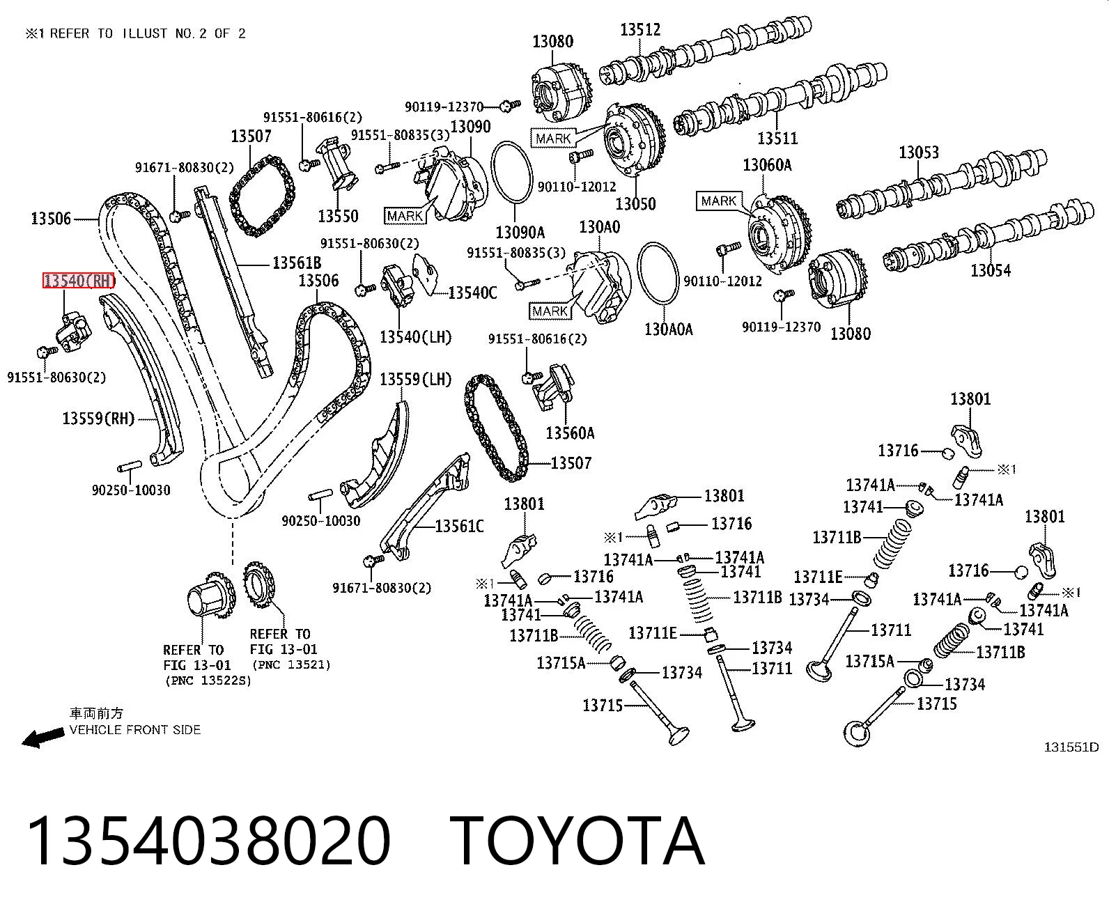 1354038020 Toyota Tensor derecho de cadena de distribución