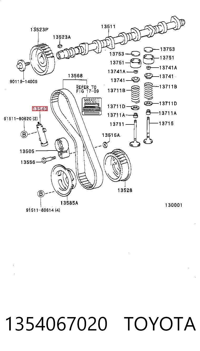 1354067020 Toyota Tensor, correa dentada