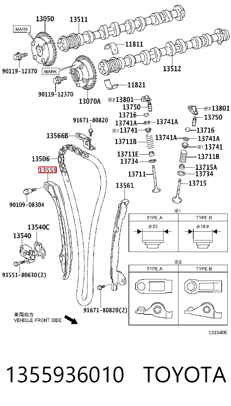1355936010 Toyota Guía del tensor de la cadena de distribución