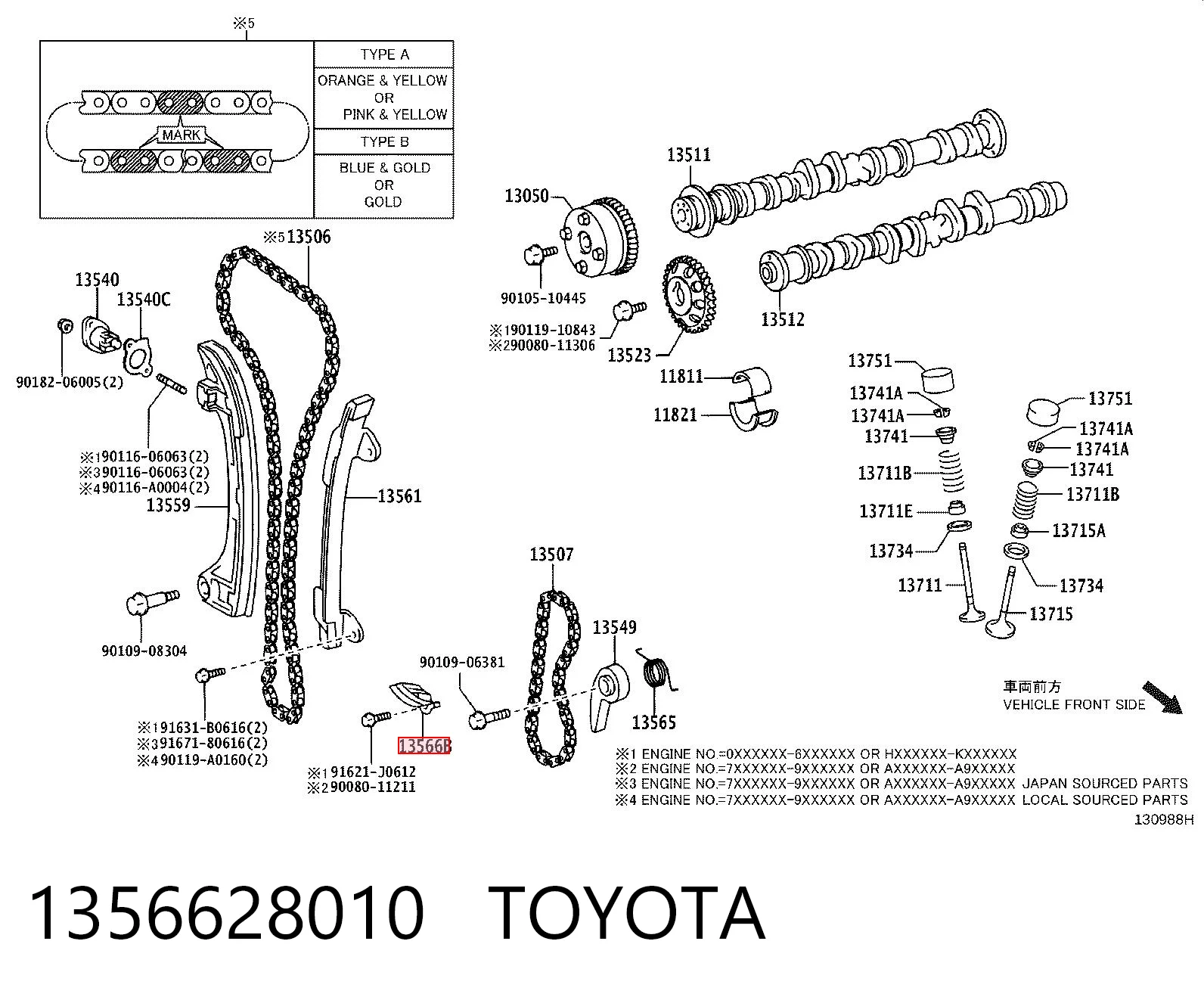 1356628010 Toyota Guía de cadena de distribución