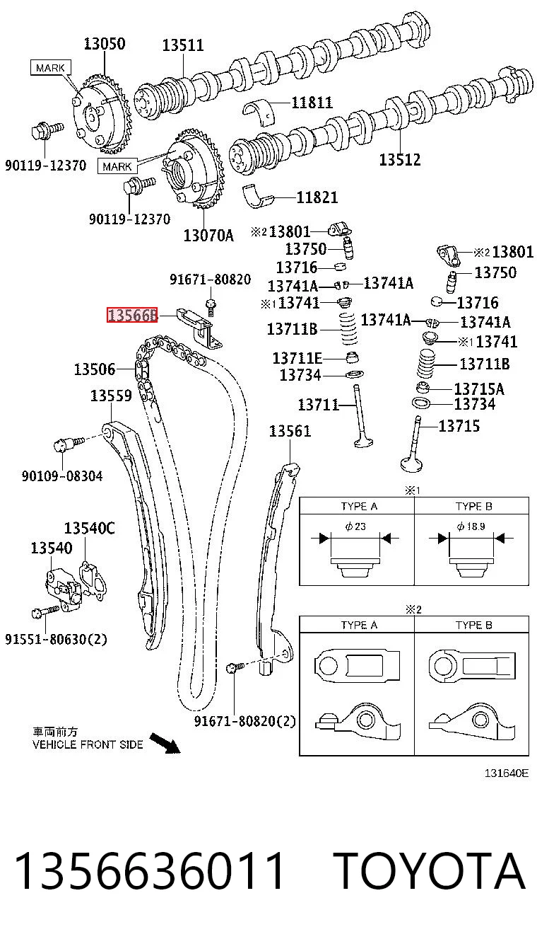 1356636011 Toyota Tensor superior de la cadena de distribución