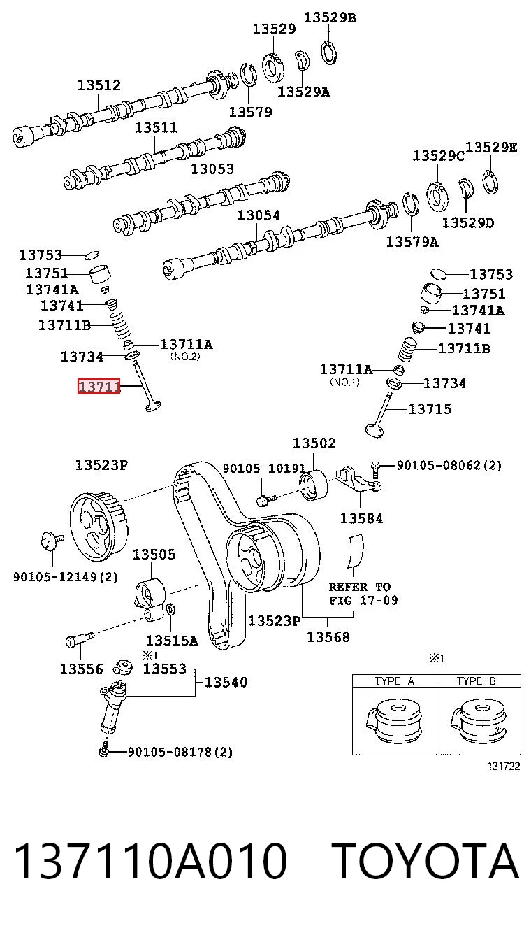 137110A010 Toyota Válvula de admisión