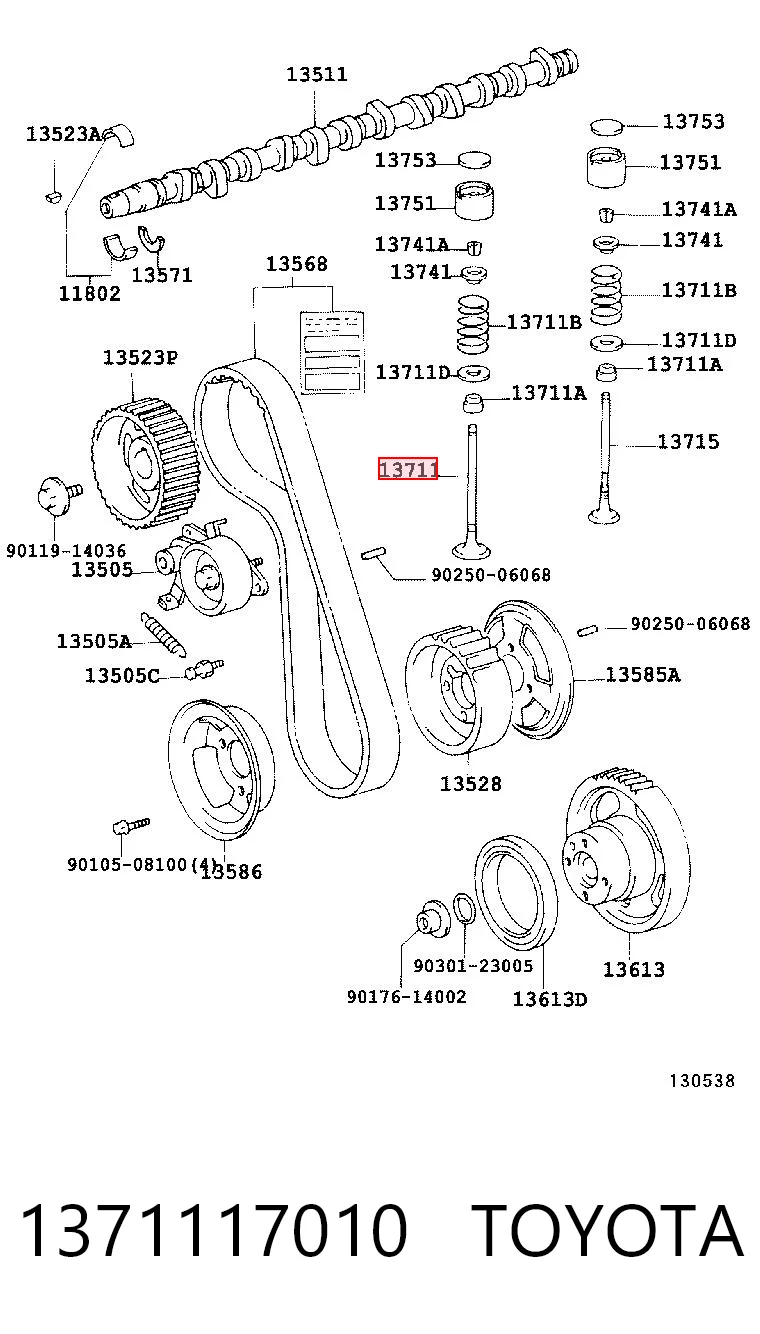 1371117010 Toyota Válvula de admisión