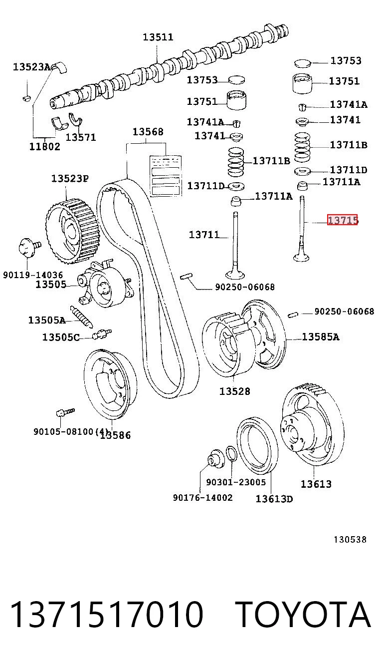 1371517010 Toyota Válvula de escape