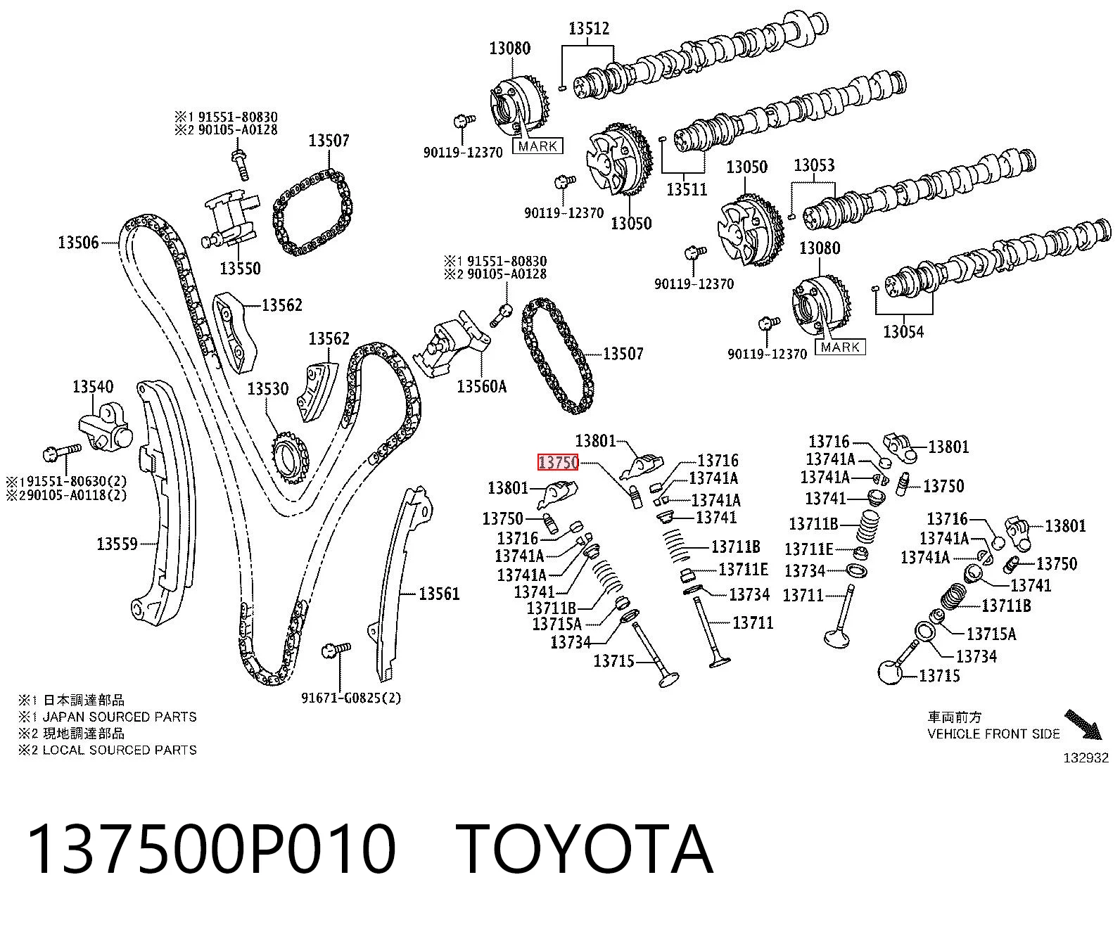 137500P010 Toyota Taqués de motor