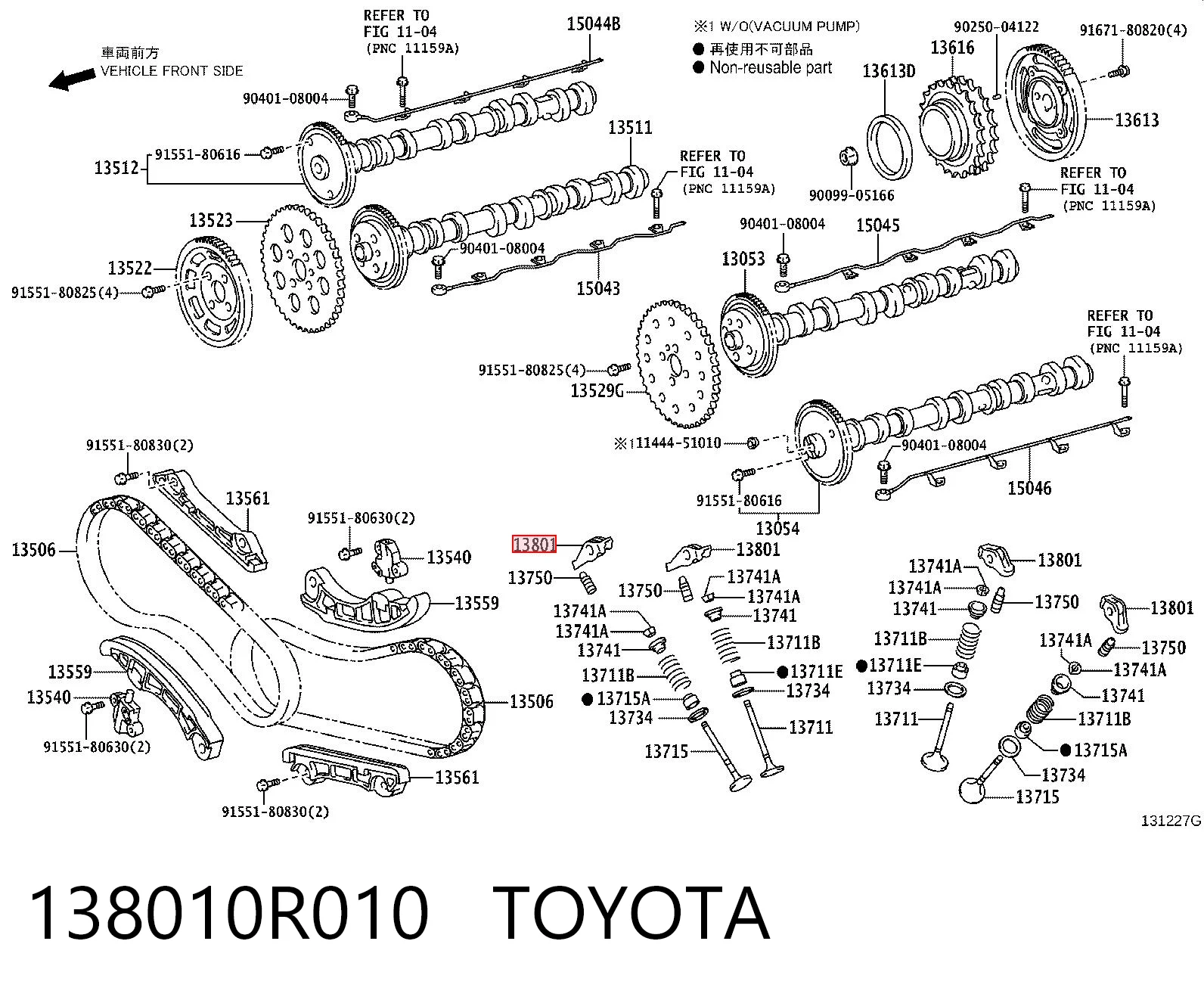 138010R010 Toyota Balancín, distribución del motor
