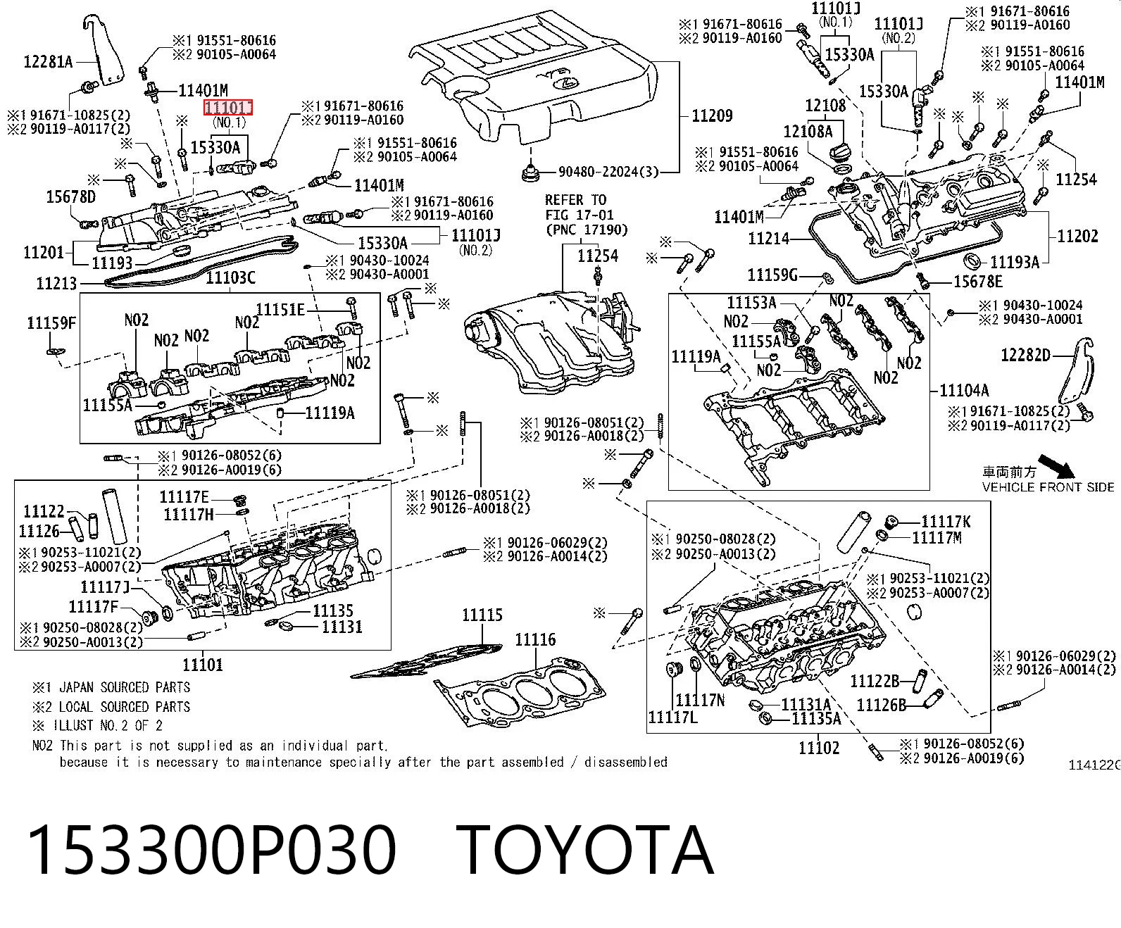 153300P030 Toyota Válvula control, ajuste de levas