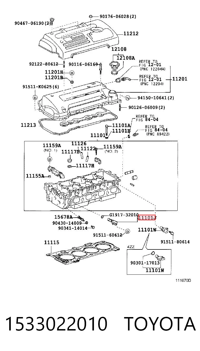 1533022010 Toyota Válvula control, ajuste de levas