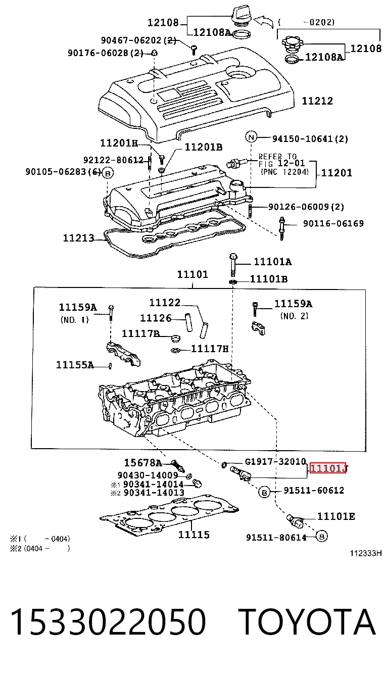 1533022050 Toyota Válvula control, ajuste de levas