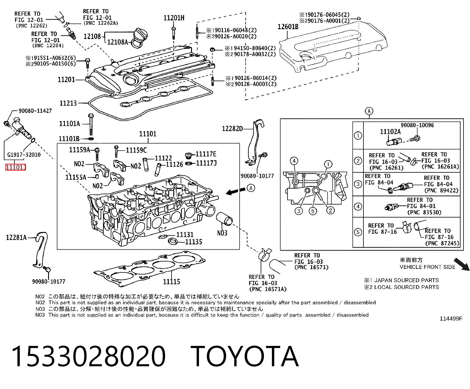 1533028020 Toyota Válvula control, ajuste de levas
