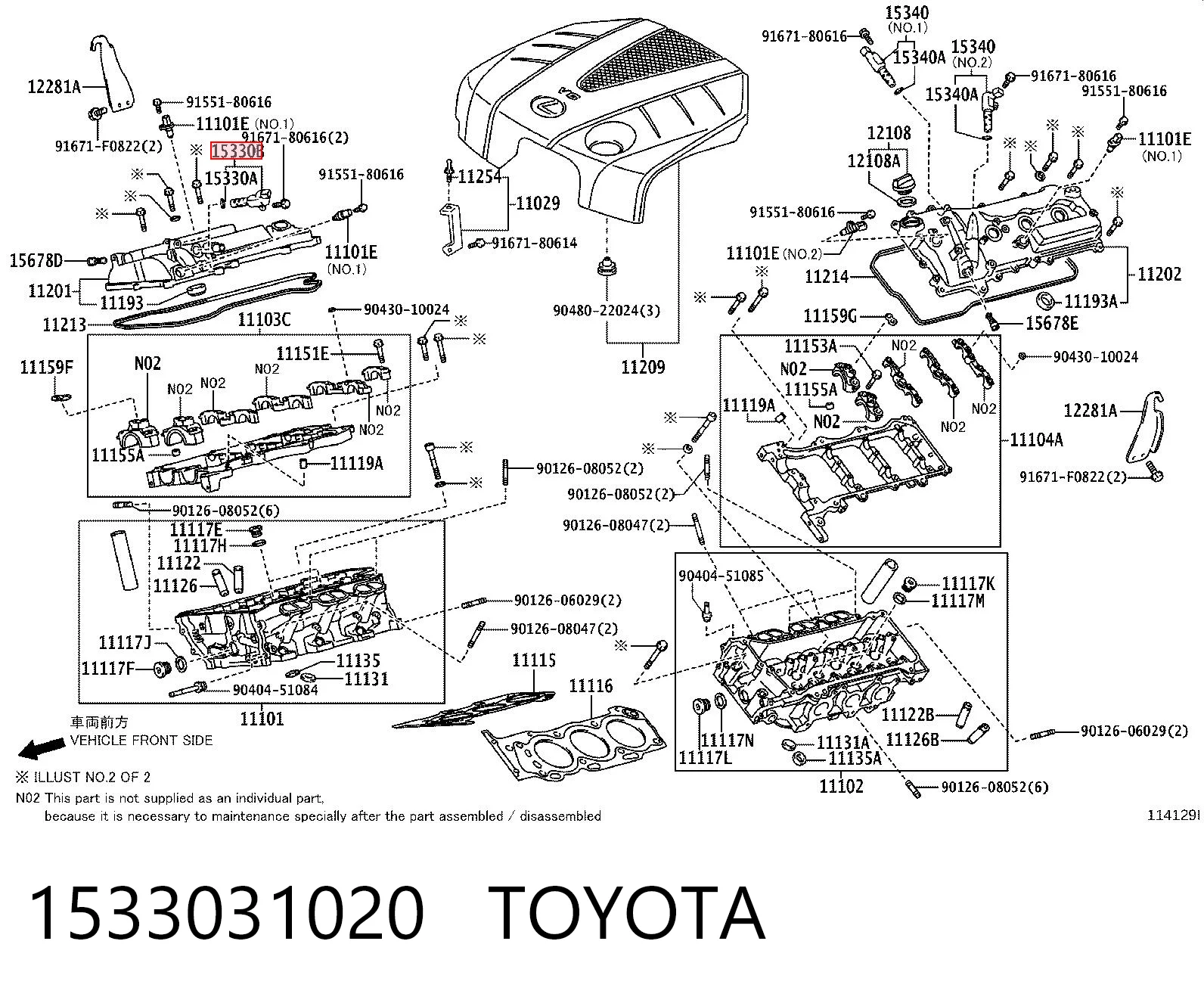 1533031020 Toyota Válvula solenoide de posición del árbol de levas izquierda