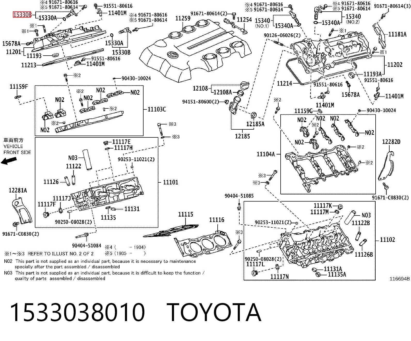 1533038010 Toyota Válvula control, ajuste de levas