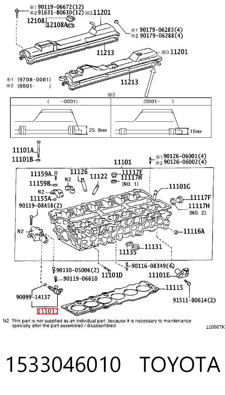1533046010 Toyota Válvula control, ajuste de levas