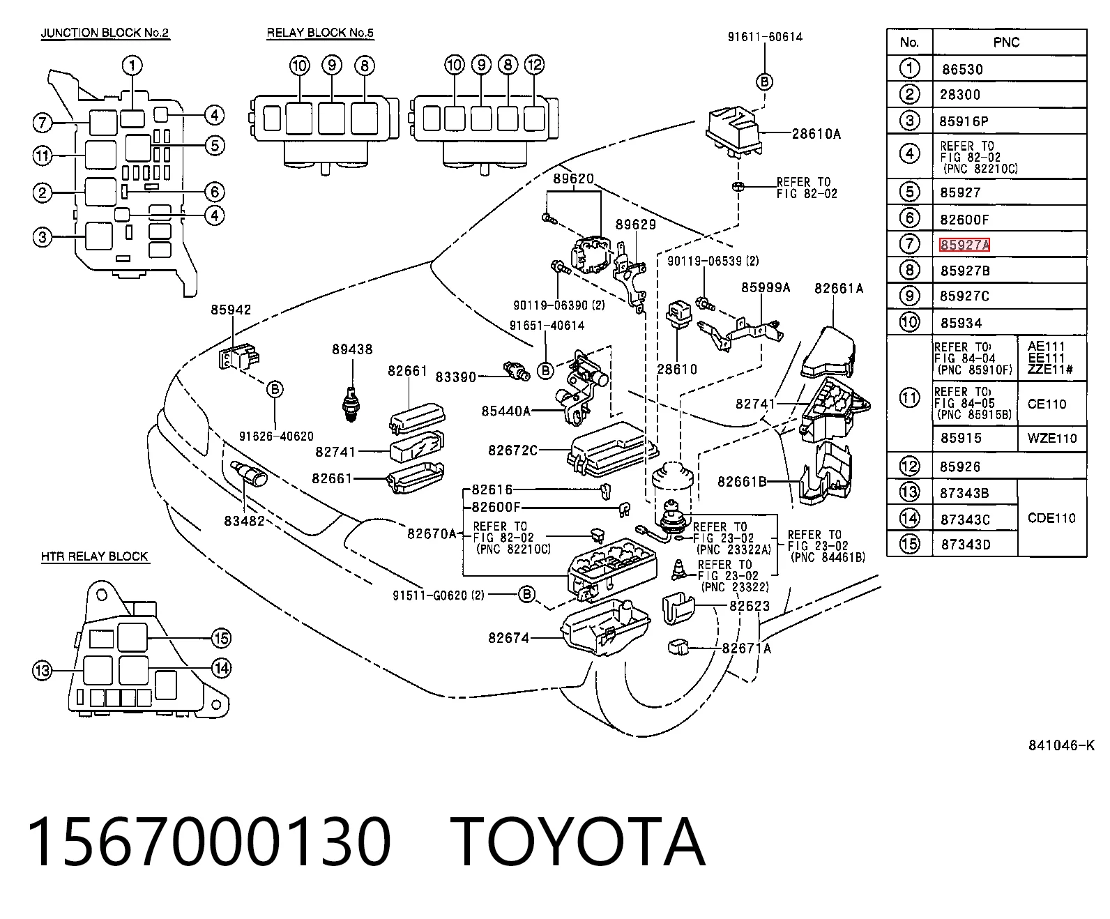 1567000130 Toyota Relé de ventilador de aire acondicionado