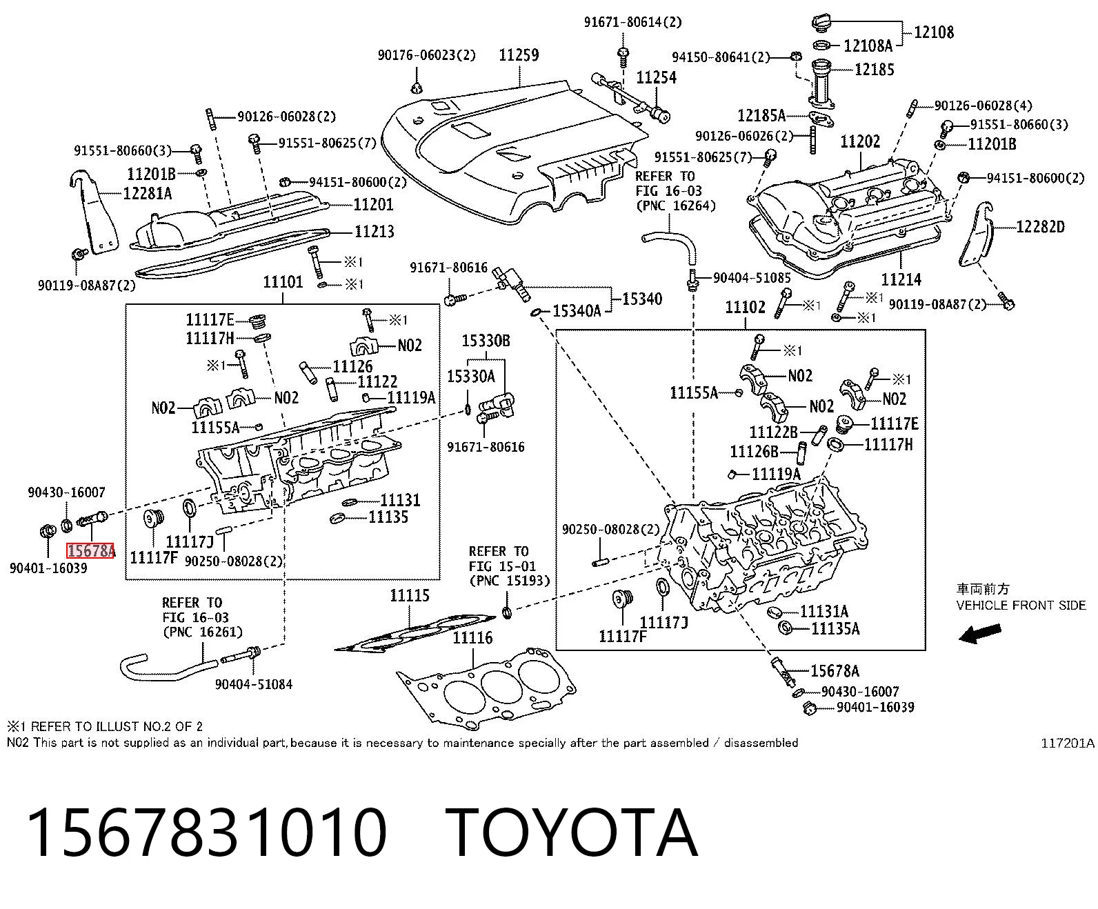 1567831010 Toyota Filtro del regulador de fase de distribución