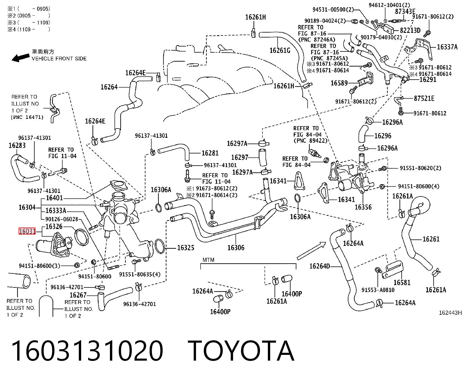 1603131020 Toyota Termostato de agua