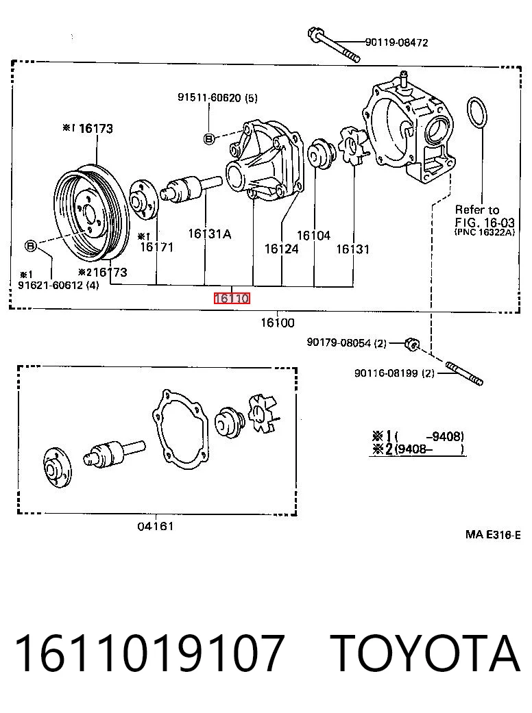 Bomba refrigerante coche Toyota Corolla  (1992-1997)