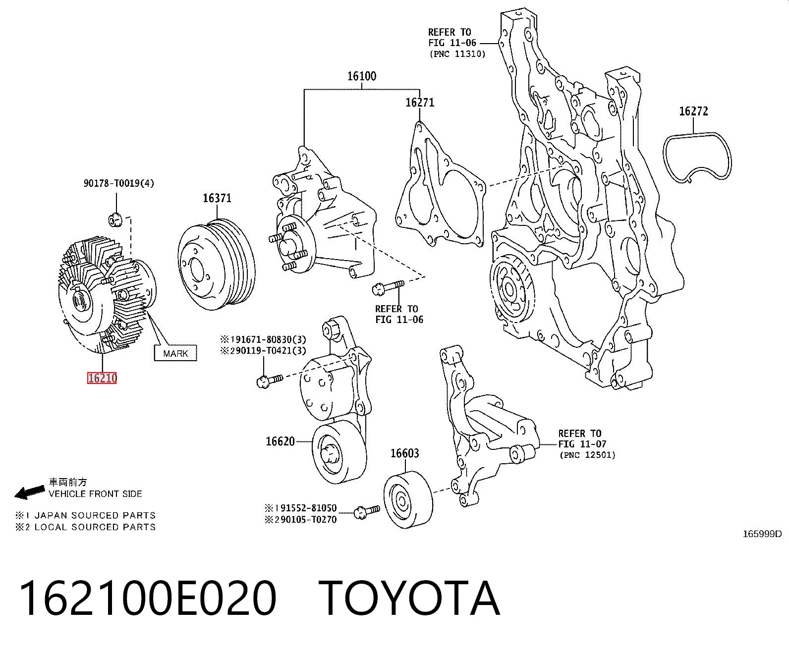 162100E020 Toyota Embrague viscoso