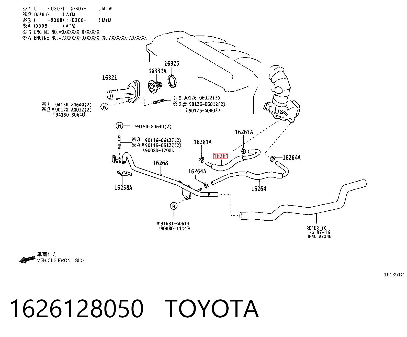 Manguera de refrigeración para Toyota Camry V V30