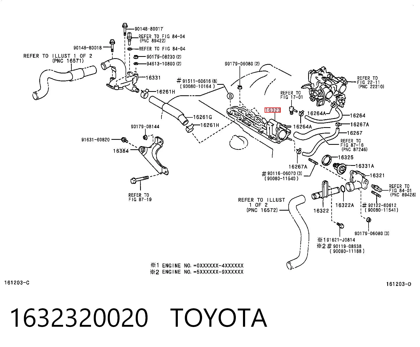 1632320020 Toyota Caja del termostato