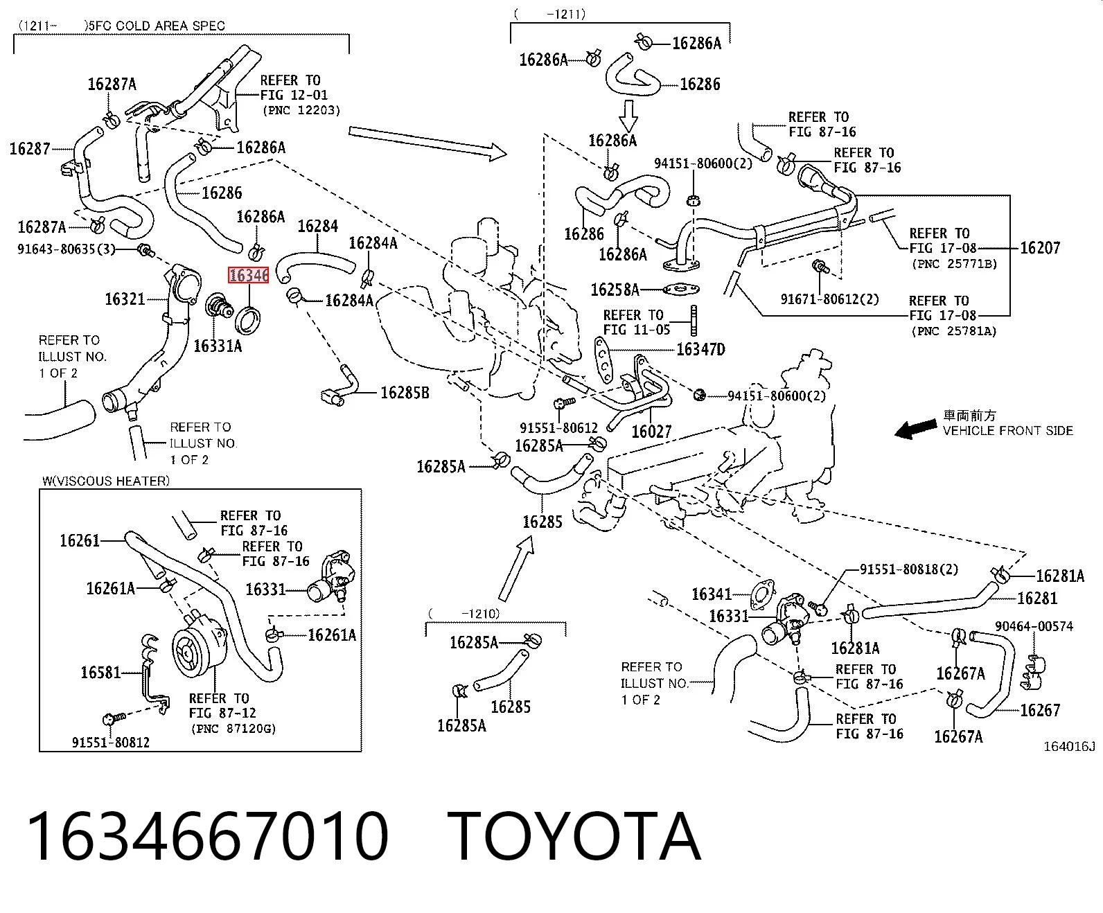 1634667010 Toyota Junta de la carcasa del termostato
