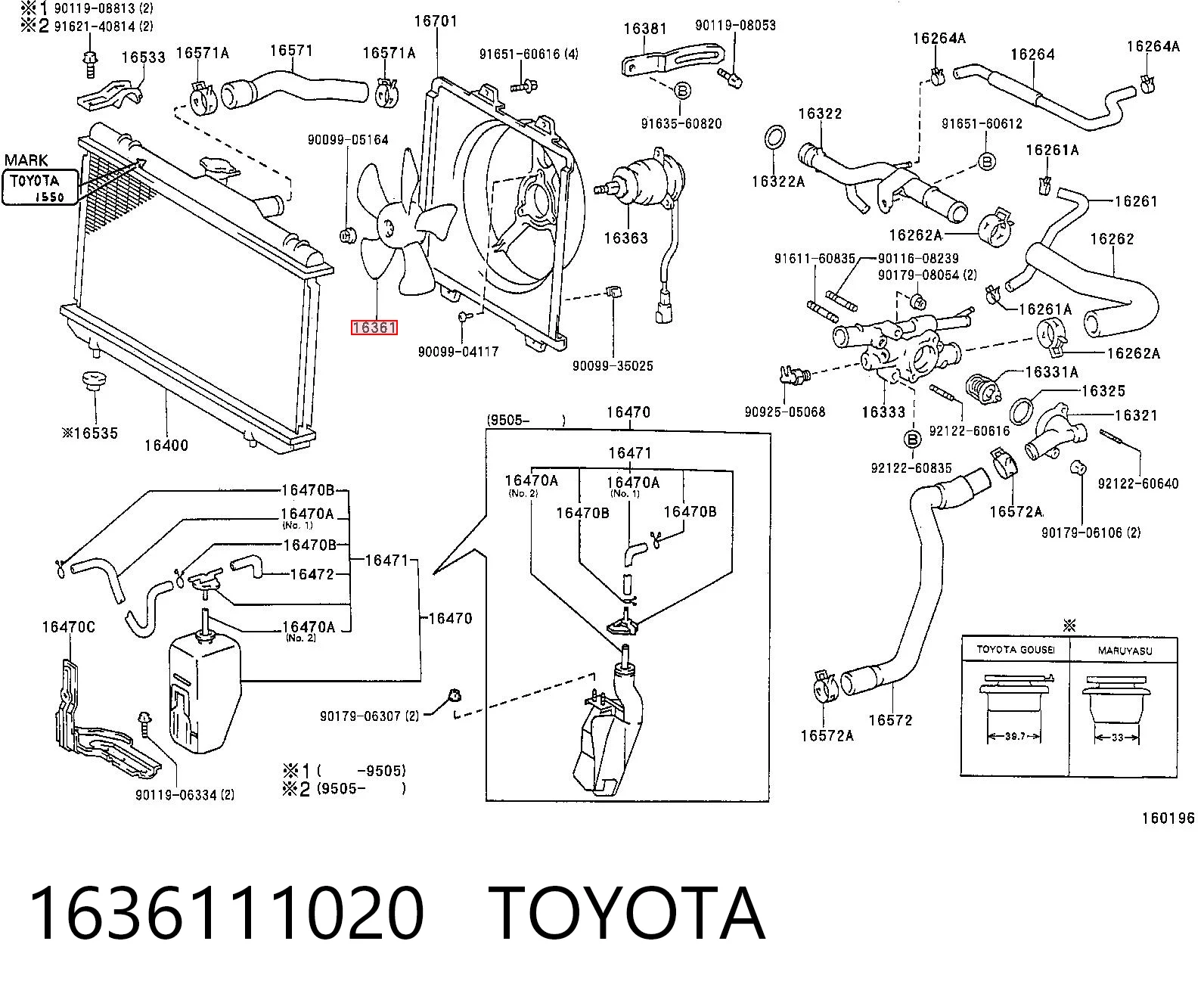 1636111020 Toyota Ventilador del radiador