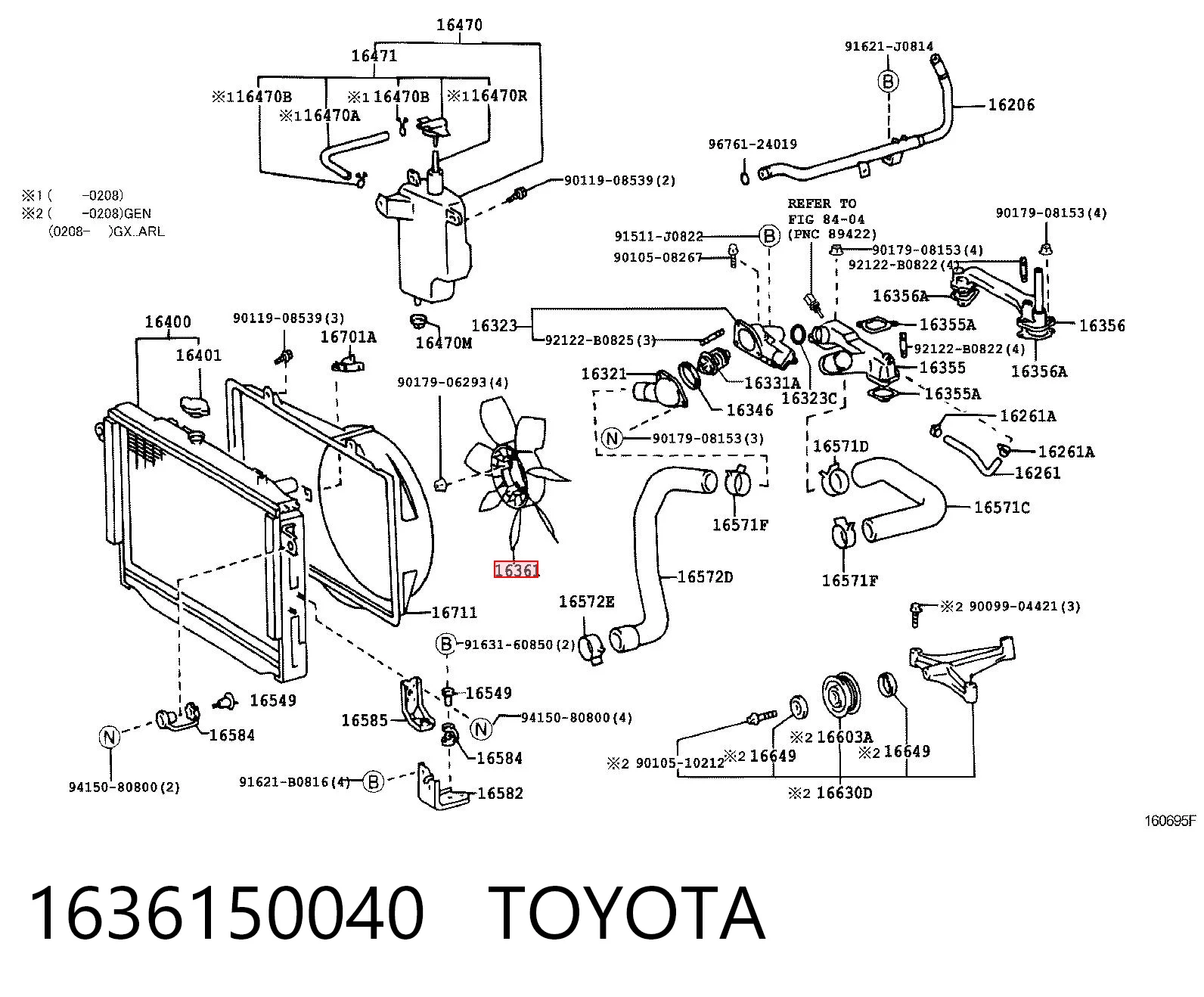 1636150040 Toyota Ventilador del radiador