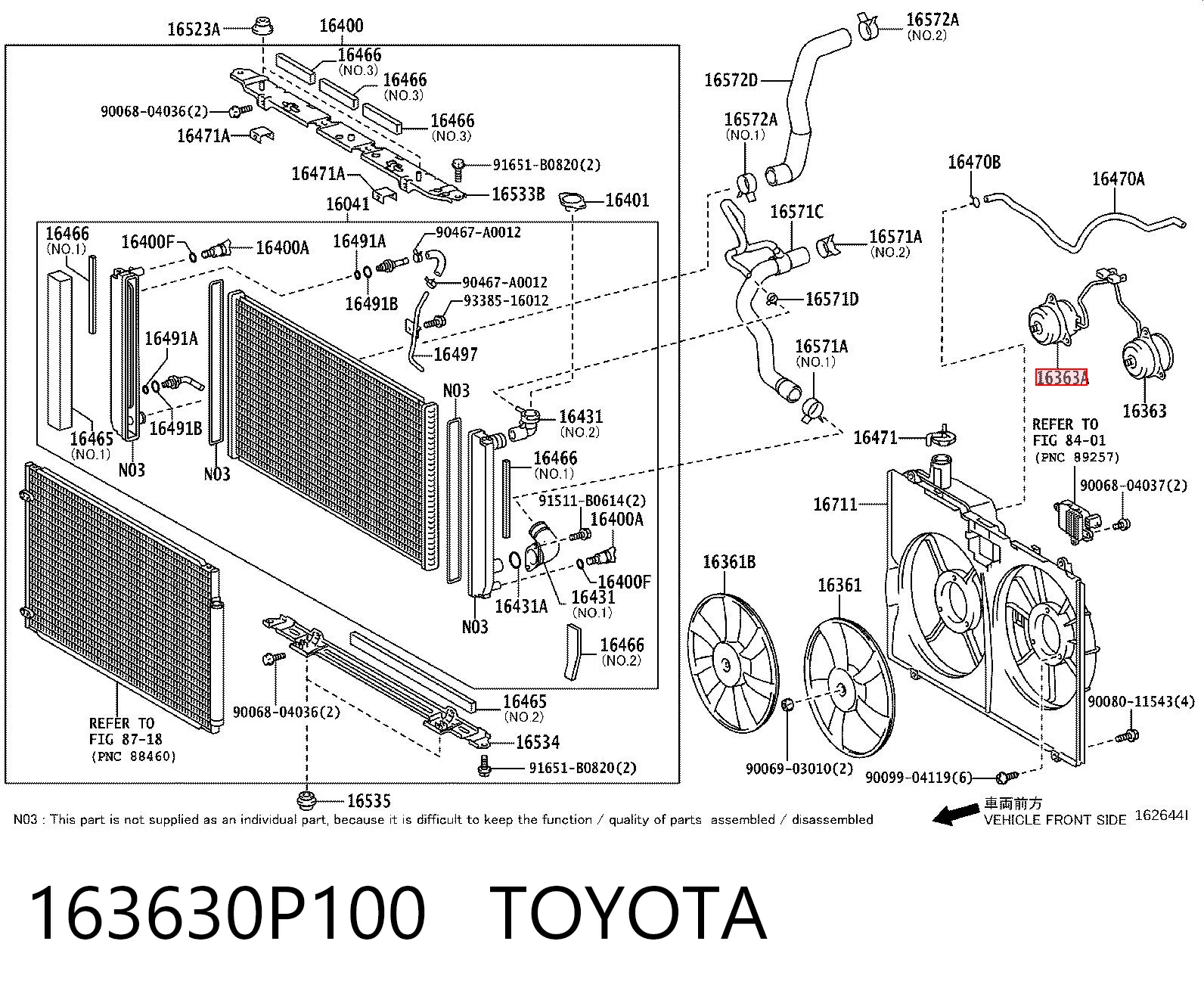 163630P100 Toyota Motor del ventilador del acondicionador de aire