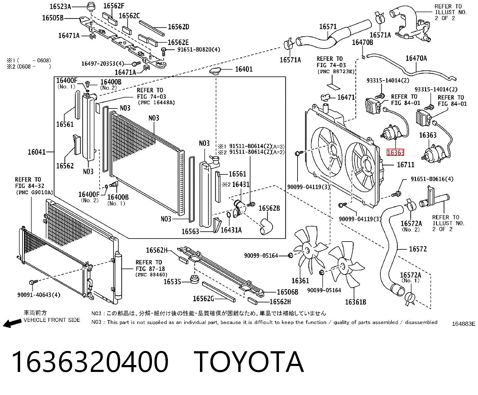 1636320400 Toyota Motor eléctrico, ventilador del radiador 