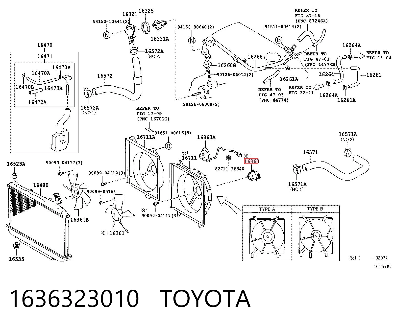 1636323010 Toyota Motor del ventilador de refrigeración izquierdo