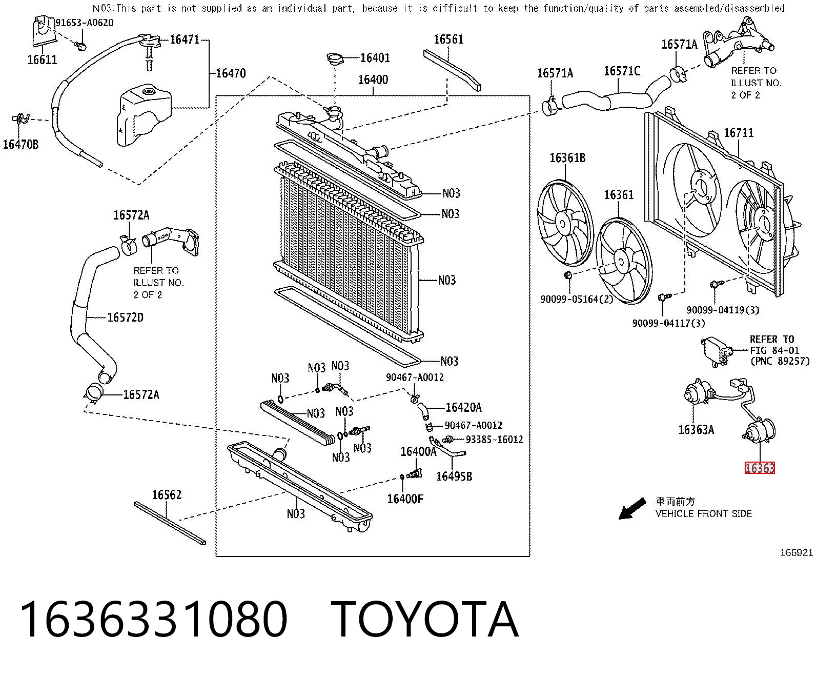1636331080 Toyota Motor del ventilador de refrigeración izquierdo