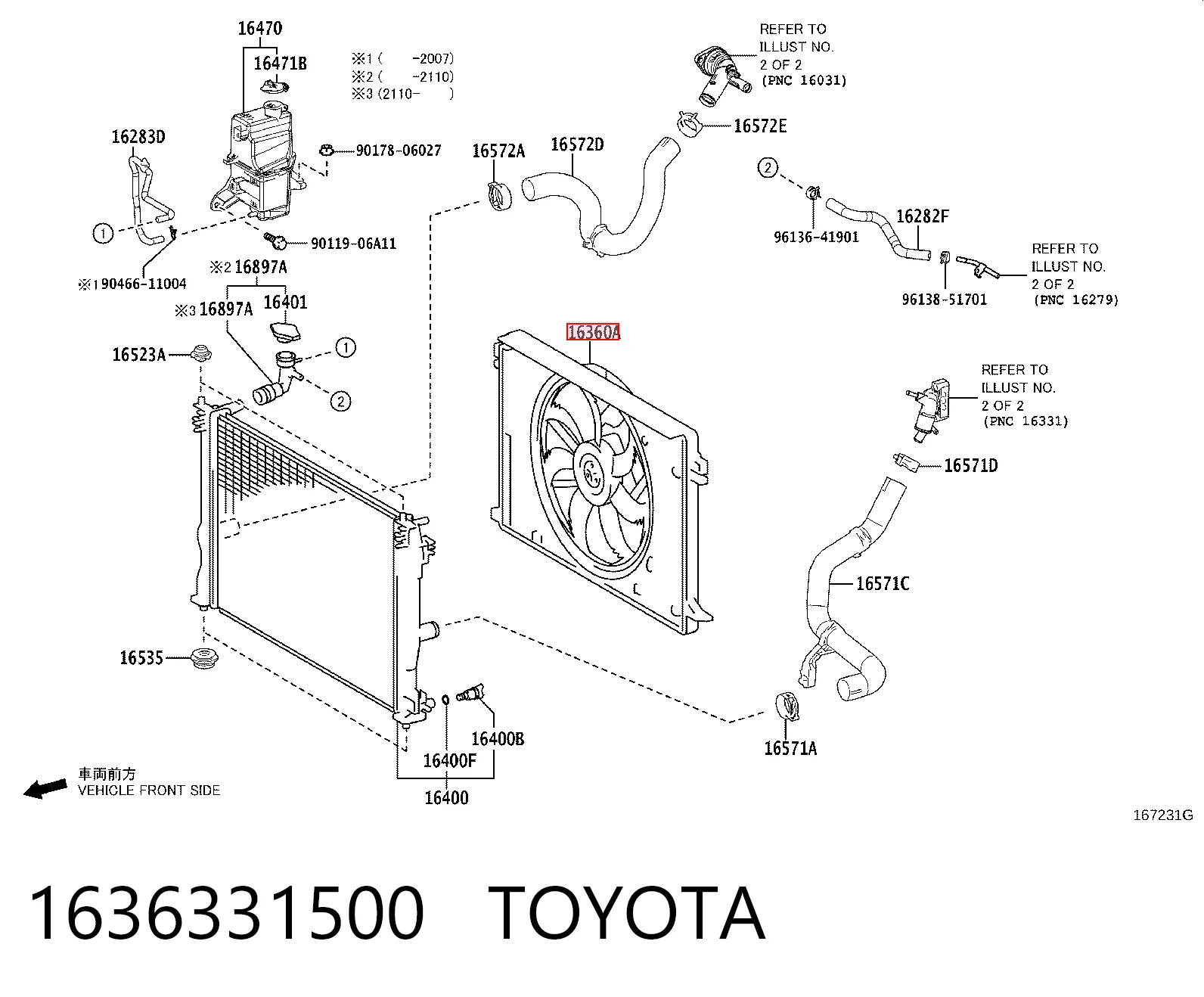 1636331500 Toyota Motor eléctrico, ventilador del radiador 