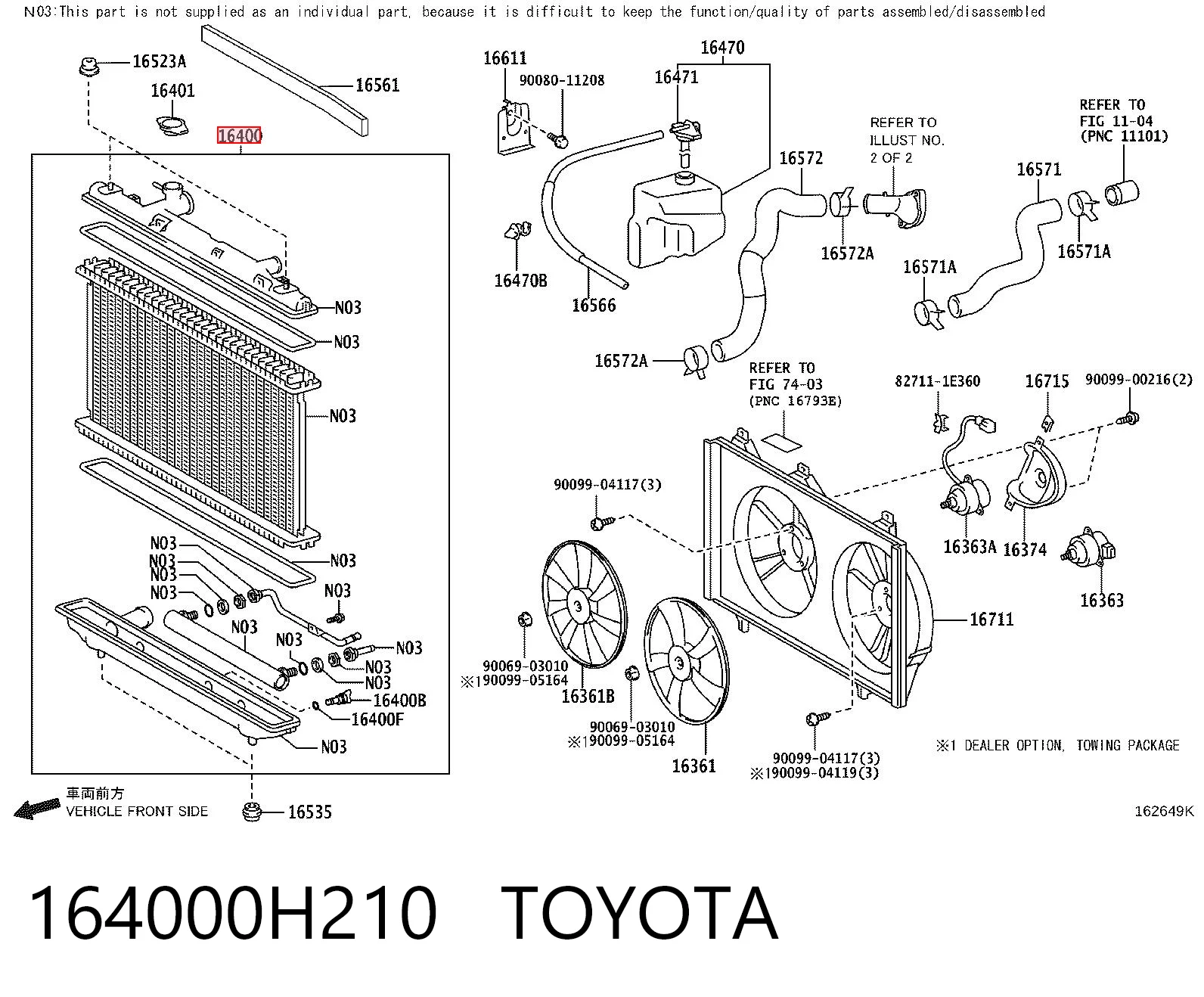 164000H210 Toyota Refrigeración del motor