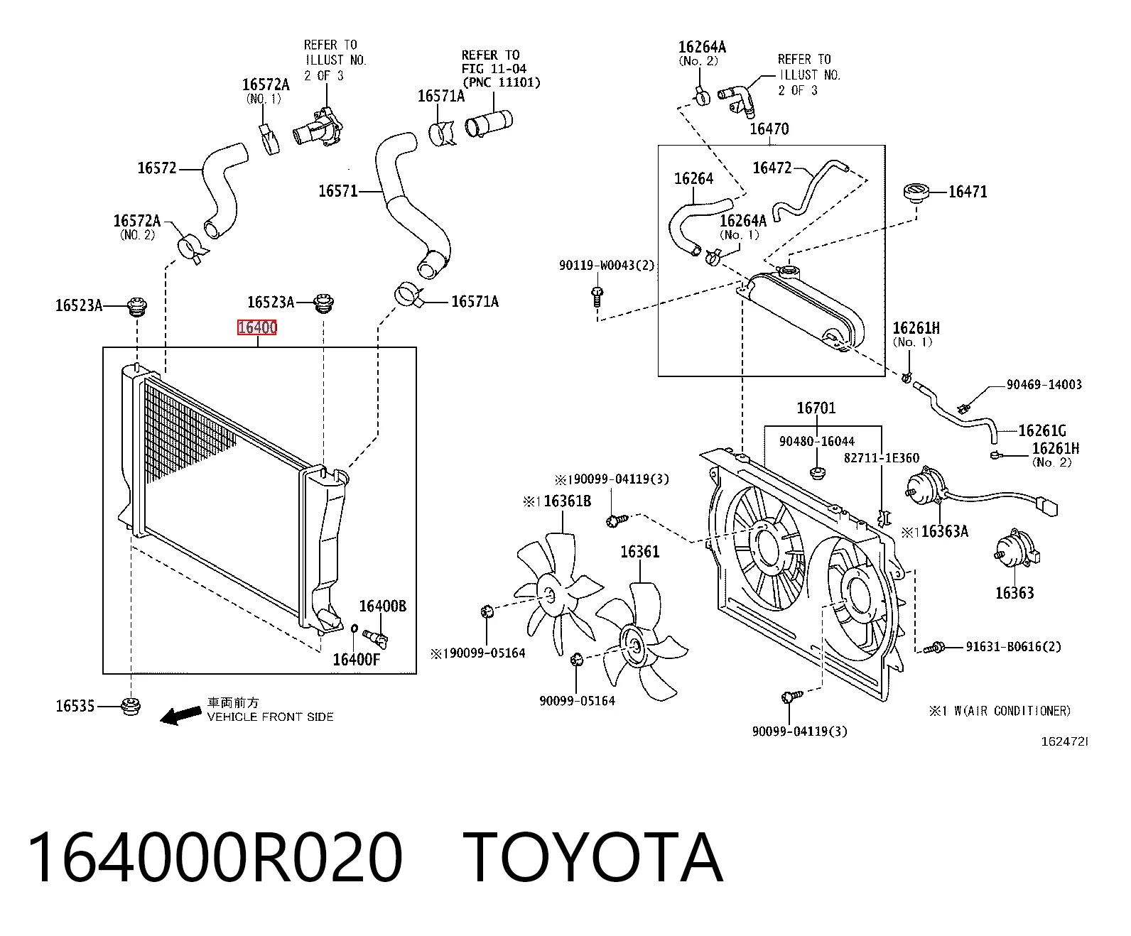 164000R020 Toyota Refrigeración del motor