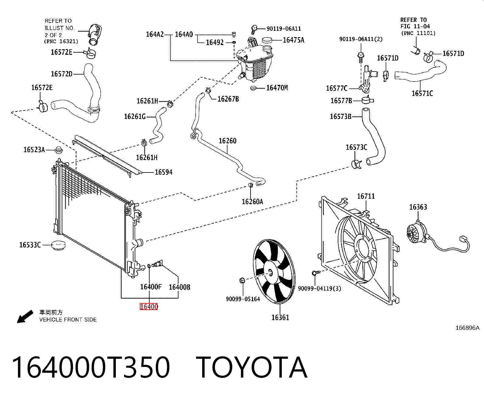 164000T350 Toyota Refrigeración del motor