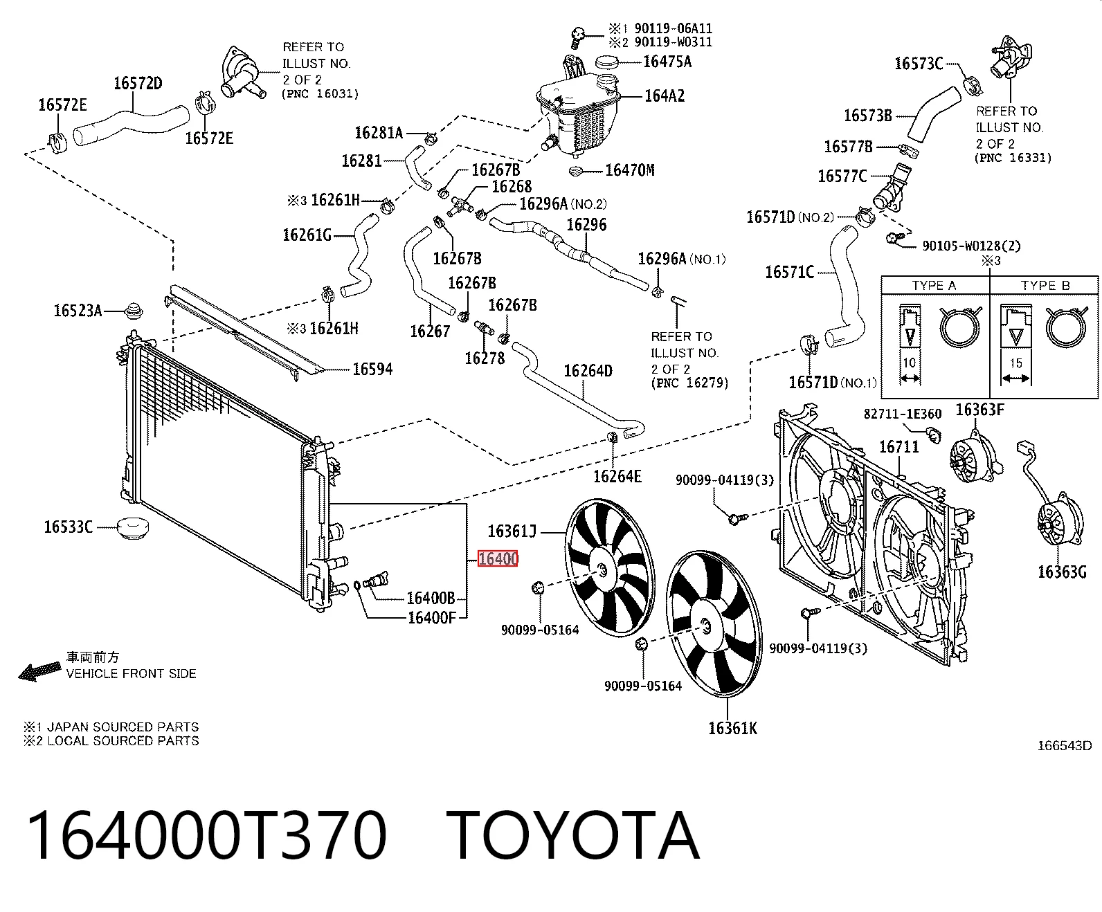 164000T370 Toyota Refrigeración del motor